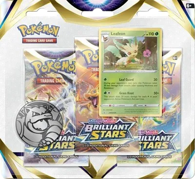 Pokemon Sword & Shield Brilliant Stars 3-Pack Blister [Leafeon]